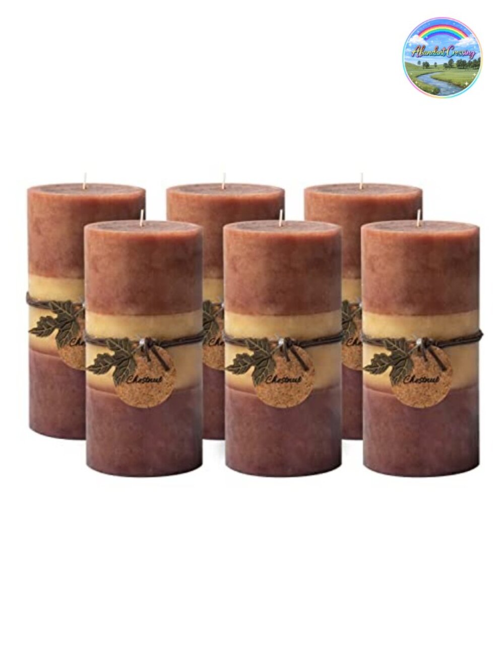Hand-Poured Unscented Paraffin Wax Pillar Candles Set of 6 Dripless Smokeless 6"